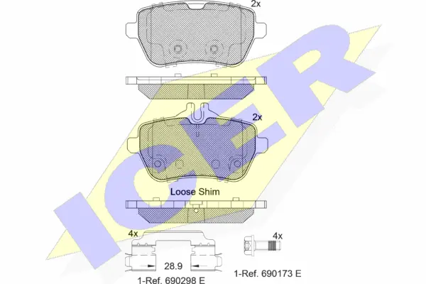 182076 ICER Комплект тормозных колодок, дисковый тормоз (фото 1)