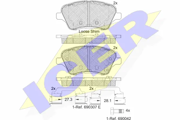 182108 ICER Комплект тормозных колодок, дисковый тормоз (фото 1)