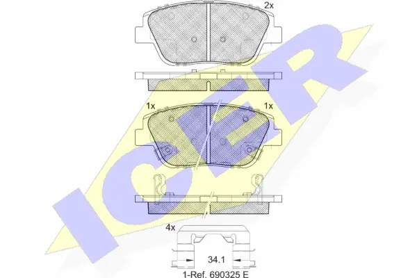 182136 ICER Комплект тормозных колодок, дисковый тормоз (фото 1)