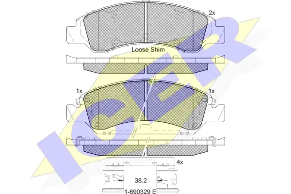 182137 ICER Комплект тормозных колодок, дисковый тормоз (фото 1)