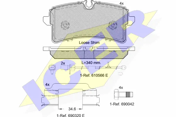 182159 ICER Комплект тормозных колодок, дисковый тормоз (фото 1)