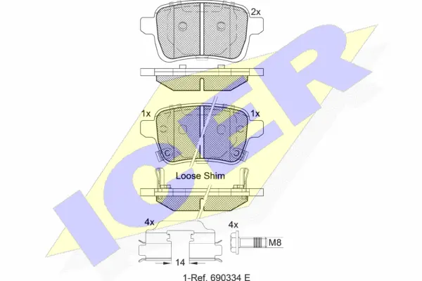 182170 ICER Комплект тормозных колодок, дисковый тормоз (фото 1)