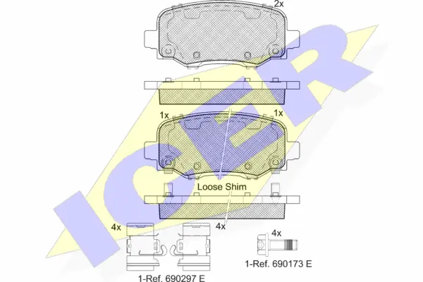 182176-203 ICER Комплект тормозных колодок, дисковый тормоз (фото 1)