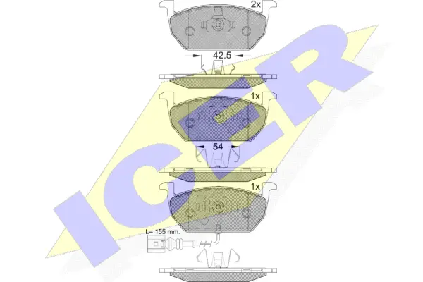 182189 ICER Комплект тормозных колодок, дисковый тормоз (фото 1)