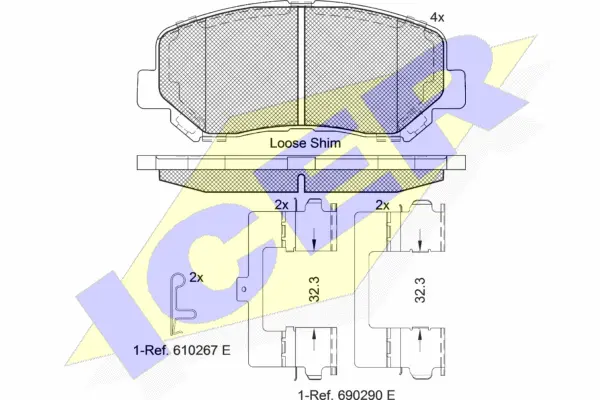 182196-200 ICER Комплект тормозных колодок, дисковый тормоз (фото 1)