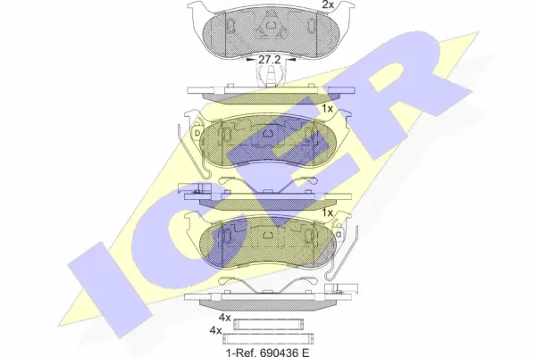 182255 ICER Комплект тормозных колодок, дисковый тормоз (фото 1)