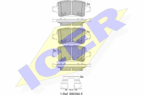 182257 ICER Комплект тормозных колодок, дисковый тормоз (фото 1)