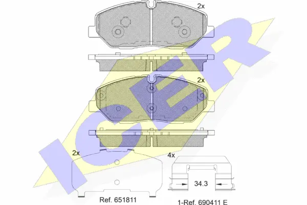 182268-204 ICER Комплект тормозных колодок, дисковый тормоз (фото 1)