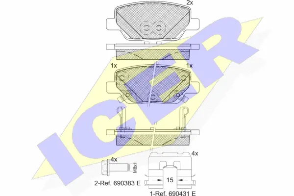 182269 ICER Комплект тормозных колодок, дисковый тормоз (фото 1)