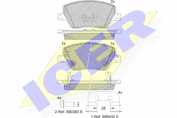 182275 ICER Комплект тормозных колодок, дисковый тормоз (фото 1)