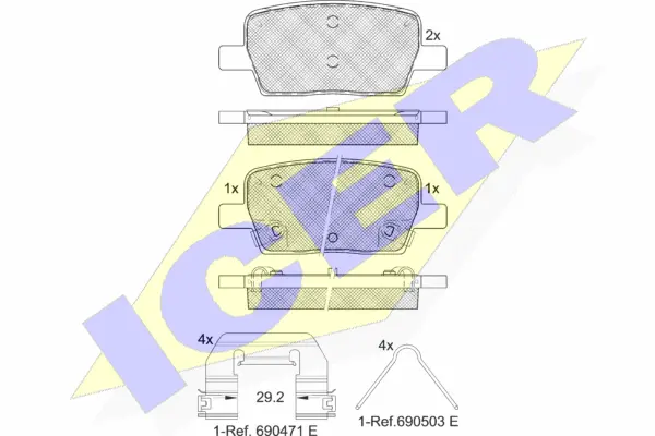 182278 ICER Комплект тормозных колодок, дисковый тормоз (фото 1)