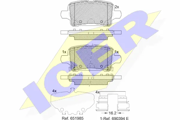 182326 ICER Комплект тормозных колодок, дисковый тормоз (фото 1)