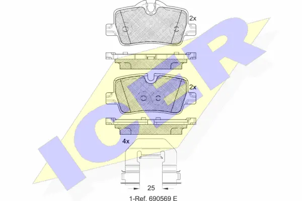 182360 ICER Комплект тормозных колодок, дисковый тормоз (фото 1)