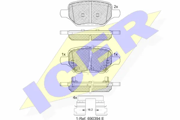 182370 ICER Комплект тормозных колодок, дисковый тормоз (фото 1)