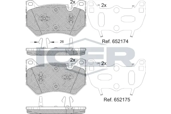182385 ICER Комплект тормозных колодок, дисковый тормоз (фото 1)