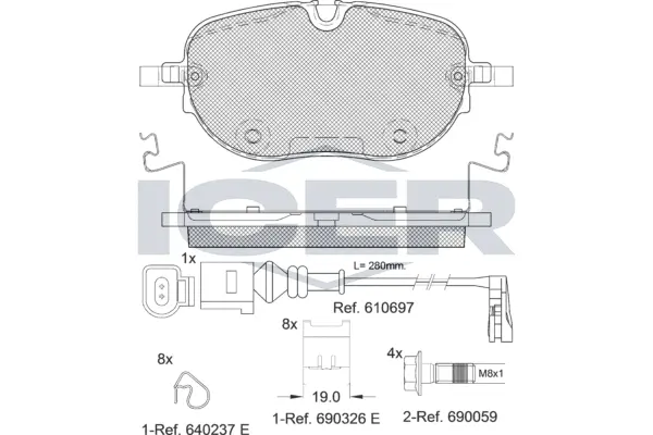 182390 ICER Комплект тормозных колодок, дисковый тормоз (фото 1)