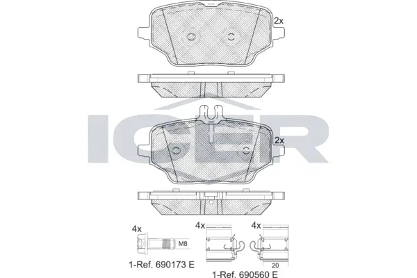 182392 ICER Комплект тормозных колодок, дисковый тормоз (фото 1)