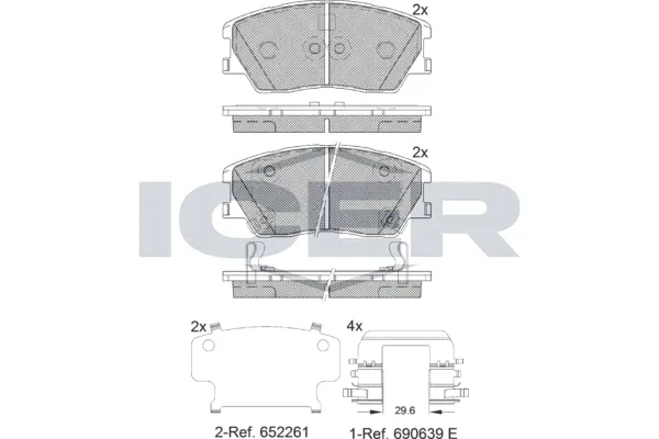 182402 ICER Комплект тормозных колодок, дисковый тормоз (фото 1)