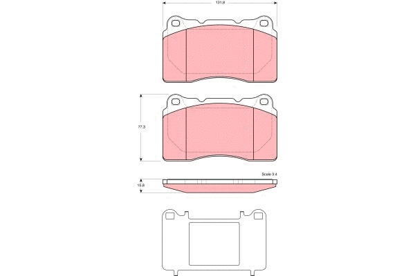 GDB1608 TRW Комплект тормозных колодок, дисковый тормоз (фото 1)