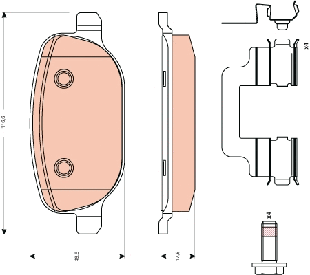 GDB1650 TRW Комплект тормозных колодок, дисковый тормоз (фото 1)