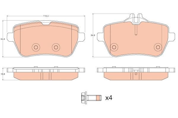 GDB2014 TRW Комплект тормозных колодок, дисковый тормоз (фото 1)