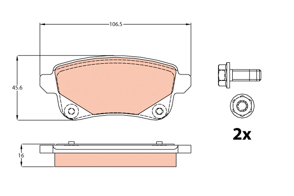 GDB2082 TRW Комплект тормозных колодок, дисковый тормоз (фото 1)