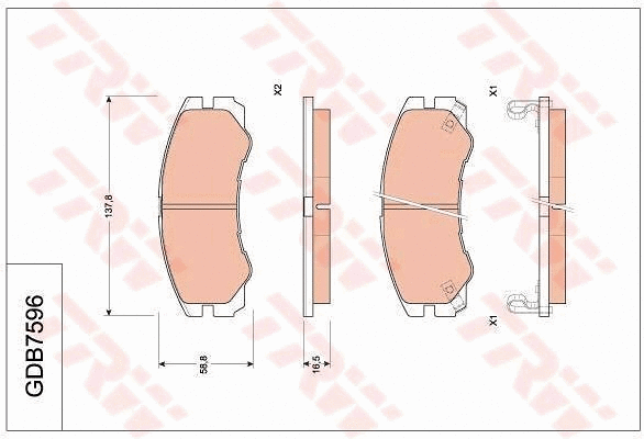 GDB7596 TRW Комплект тормозных колодок, дисковый тормоз (фото 1)