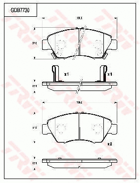 GDB7730 TRW Комплект тормозных колодок, дисковый тормоз (фото 1)