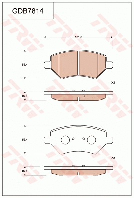 GDB7814 TRW Комплект тормозных колодок, дисковый тормоз (фото 1)