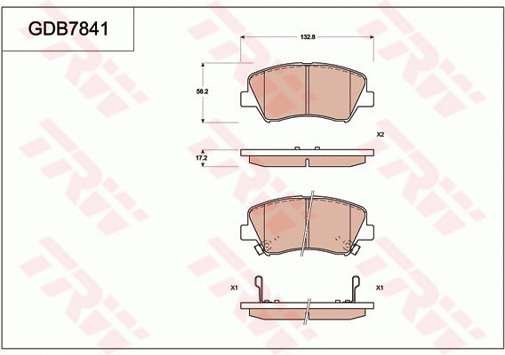 GDB7841 TRW Комплект тормозных колодок, дисковый тормоз (фото 1)