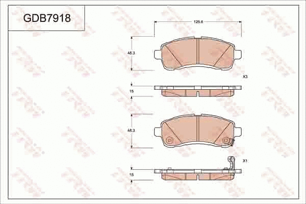 GDB7918 TRW Комплект тормозных колодок, дисковый тормоз (фото 1)