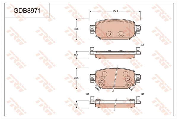GDB8971 TRW Комплект тормозных колодок, дисковый тормоз (фото 1)