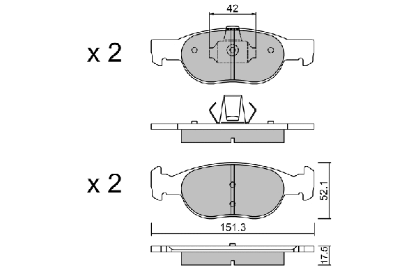 BPFI-1002 AISIN Комплект тормозных колодок, дисковый тормоз (фото 1)