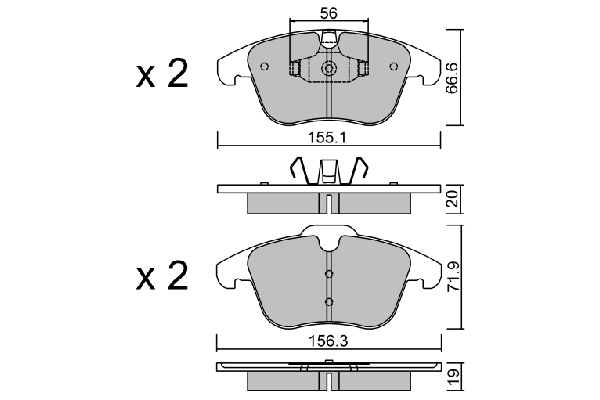 BPFO-1003 AISIN Комплект тормозных колодок, дисковый тормоз (фото 1)