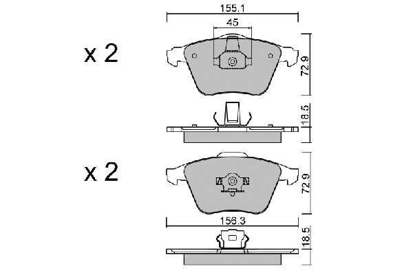 BPFO-1010 AISIN Комплект тормозных колодок, дисковый тормоз (фото 1)
