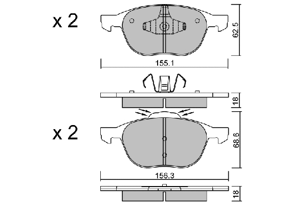 BPFO-1016 AISIN Комплект тормозных колодок, дисковый тормоз (фото 1)