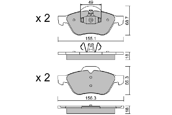 BPRE-1016 AISIN Комплект тормозных колодок, дисковый тормоз (фото 1)