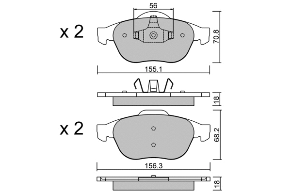 BPRE-1026 AISIN Комплект тормозных колодок, дисковый тормоз (фото 1)
