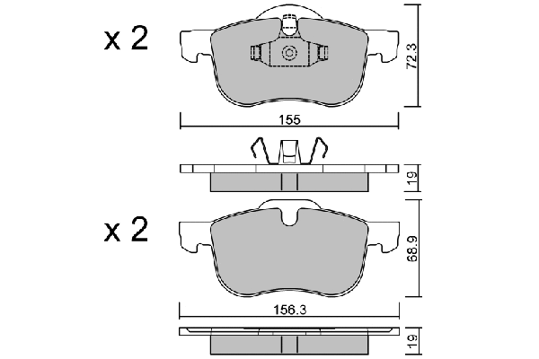 BPVO-1001 AISIN Комплект тормозных колодок, дисковый тормоз (фото 1)