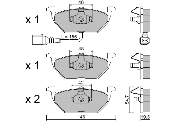 BPVW-1009 AISIN Комплект тормозных колодок, дисковый тормоз (фото 1)