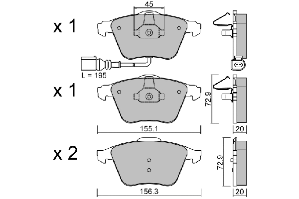 BPVW-1011 AISIN Комплект тормозных колодок, дисковый тормоз (фото 1)