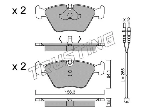 124.2W TRUSTING Комплект тормозных колодок, дисковый тормоз (фото 1)