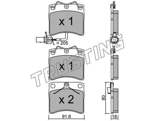166.2 TRUSTING Комплект тормозных колодок, дисковый тормоз (фото 1)
