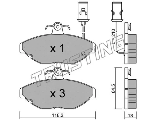 198.0 TRUSTING Комплект тормозных колодок, дисковый тормоз (фото 1)
