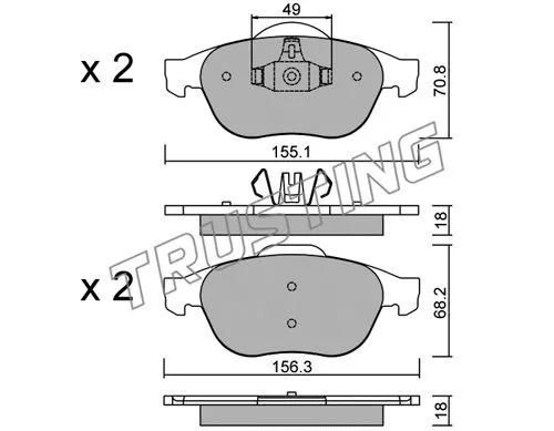 345.2 TRUSTING Комплект тормозных колодок, дисковый тормоз (фото 1)