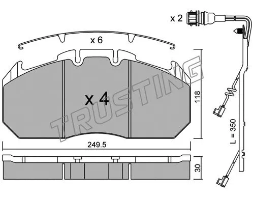 603.0W TRUSTING Комплект тормозных колодок, дисковый тормоз (фото 1)