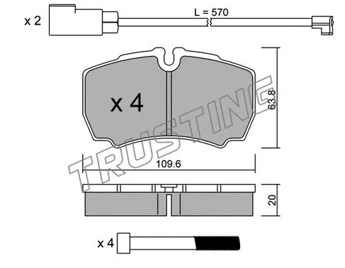 620.2W TRUSTING Комплект тормозных колодок, дисковый тормоз (фото 1)