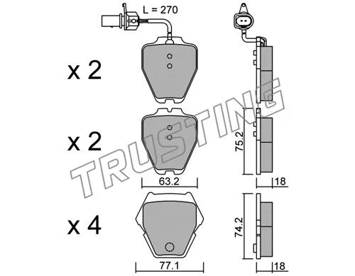 790.1 TRUSTING Комплект тормозных колодок, дисковый тормоз (фото 1)