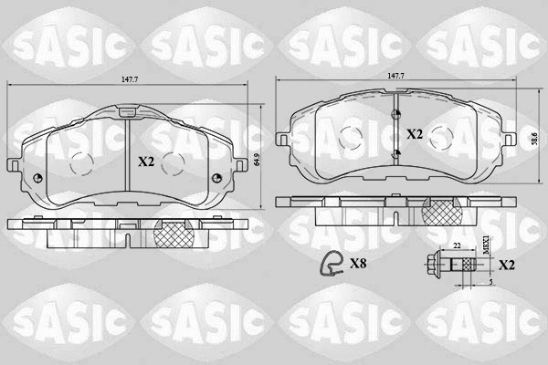 6210051 SASIC Комплект тормозных колодок, дисковый тормоз (фото 1)