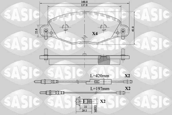 6210062 SASIC Комплект тормозных колодок, дисковый тормоз (фото 1)